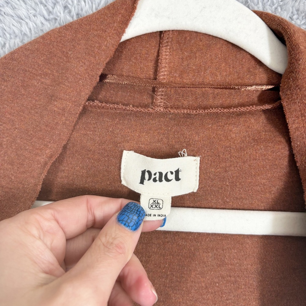 Pact Brooklyn Airplane Organic Cotton Open Front Cardigan Size XL/XXL Brown - Picture 3 of 8